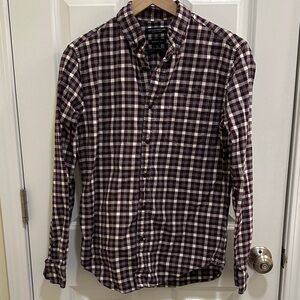 Banana Republic Plaid Luxe Flannel Shirt in Purple and Gray Grant Fit Small